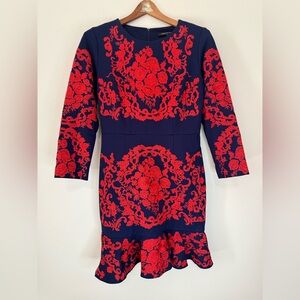 Yashiyue Elegant Red and Blue Embroidered Dress in size large